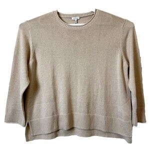 Ella Moss Womens Tan Size XXL Crew Neck Long Sleeve Knit Sweater